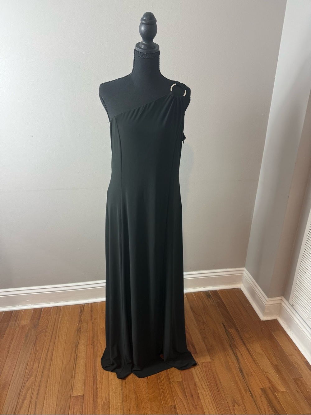 White House Black Market Black One-Shoulder Maxi Dress with Shoulder Ring
